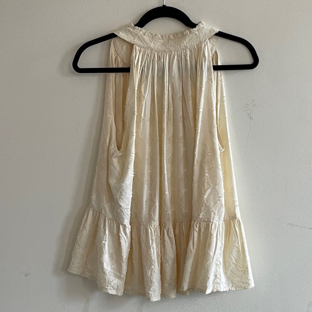 NWT Apiece Apart Nissi Tiered Peplum Top Cream Sleeveless Ruffle Neck M - Picture 4 of 6